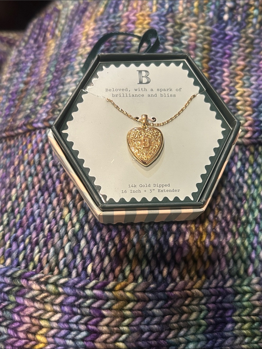 NIB letter B necklace, gold dipped
